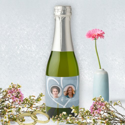 Valentine Love Heart  Marriage Engagement Couple Sparkling Wine Label