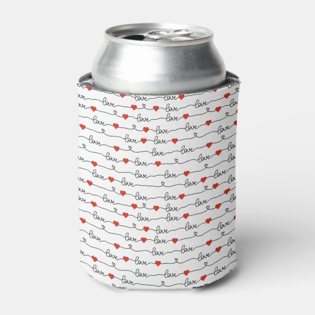 valentine love heart pattern can cooler (Can Front)