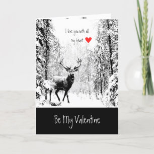 Valentine Love Heart Stag Deer Animal Nature Art Holiday Card