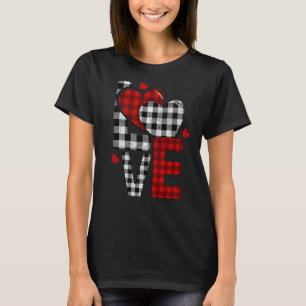 Valentine Love Heart Striped Plaid T-Shirt
