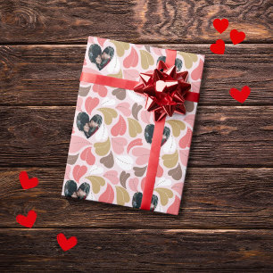 Valentine love heart with custom photo pattern wrapping paper