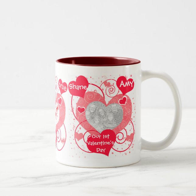 Valentine Love Hearts Custom Photo & Text Mug (Right)