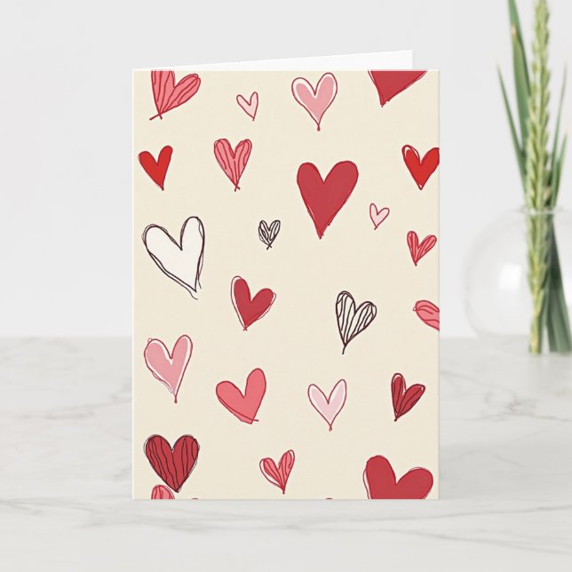 Valentine Love Hearts Greeting Card (Front)