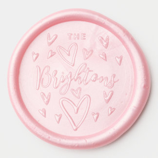 Valentine Love Hearts Last Name Wax Seal Sticker