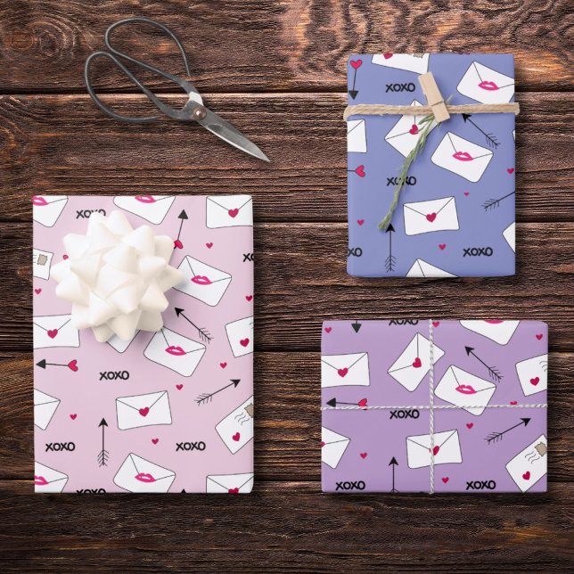 Valentine love hearts letters and arrows wrapping paper sheets (Creator Uploaded)