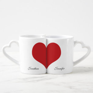 Valentine Love Hearts Mr and Mrs Coffee Mug Set