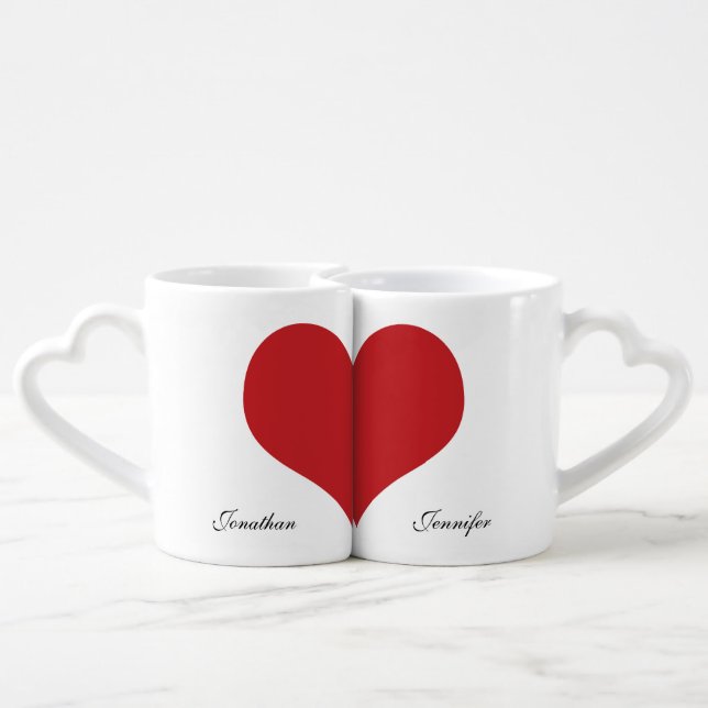 Valentine Love Hearts Mr and Mrs Coffee Mug Set (Back Nesting)