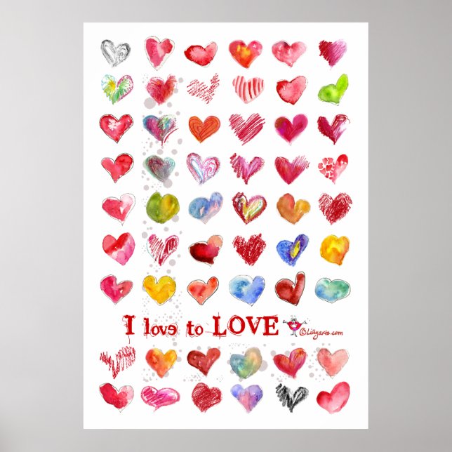 Valentine Love Hearts Poster (Front)