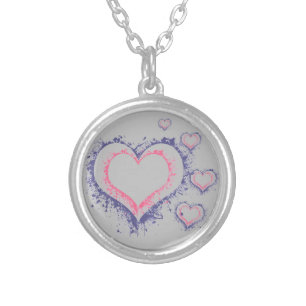  valentine love hearts silver plated necklace