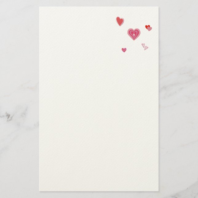 Valentine Love Hearts Stationery (Front)