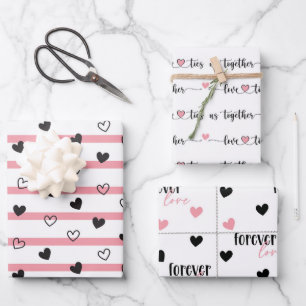 Valentine Love Hearts Ties Us Forever Wrapping Paper Sheets