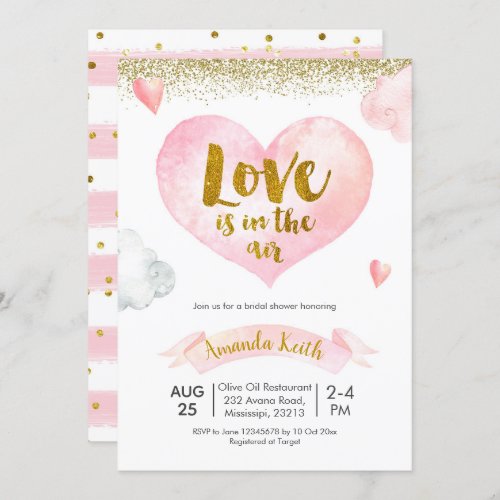 Valentine Love is In The Air Bridal Shower Invitation
