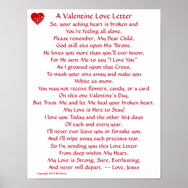 Valentine Love Letter Poster (Front)