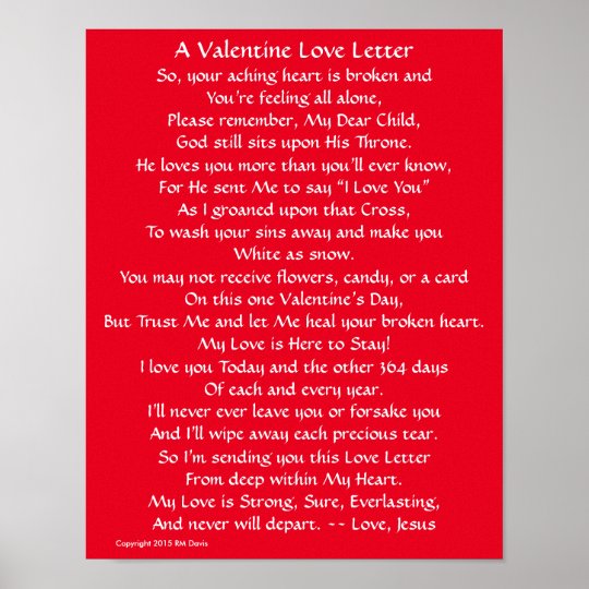 Valentine Love Letter Poster | Zazzle