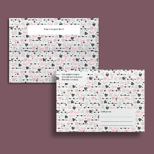 Valentine Love Lettering Pink Black Heart Envelope