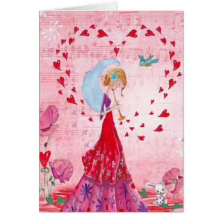 Valentine Love Music Gir | Greeting Card