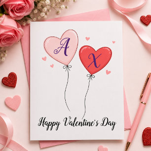 Valentine Love Note With Custom Initials For Coupl Holiday Card
