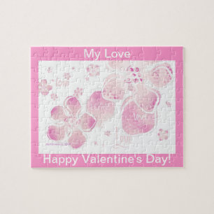 Valentine Love Pink Blossoms Puzzle (Personalize)