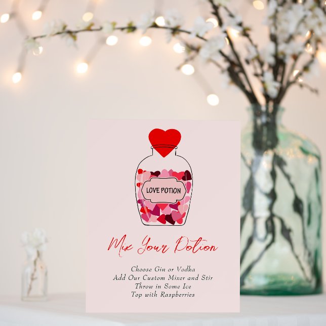 Valentine Love Potion Bar Wedding Bridal Shower Foam Board (In Situ (Wedding))