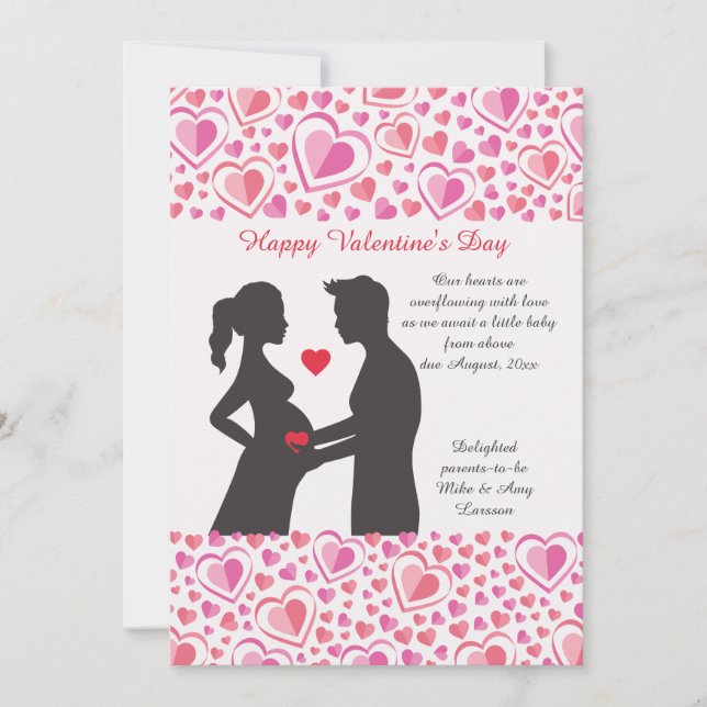Valentine Love Pregnancy Announcement (Front)