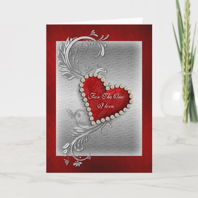 Valentine love red heart romantic holiday card (Front)