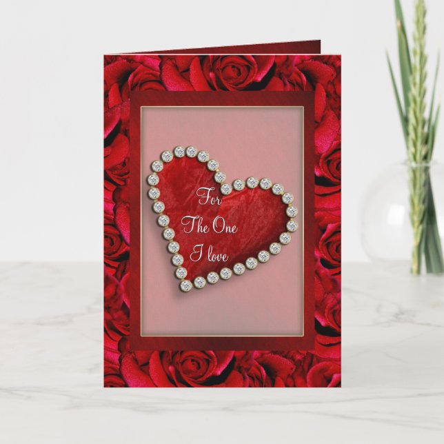 Valentine love red heart romantic holiday card (Front)