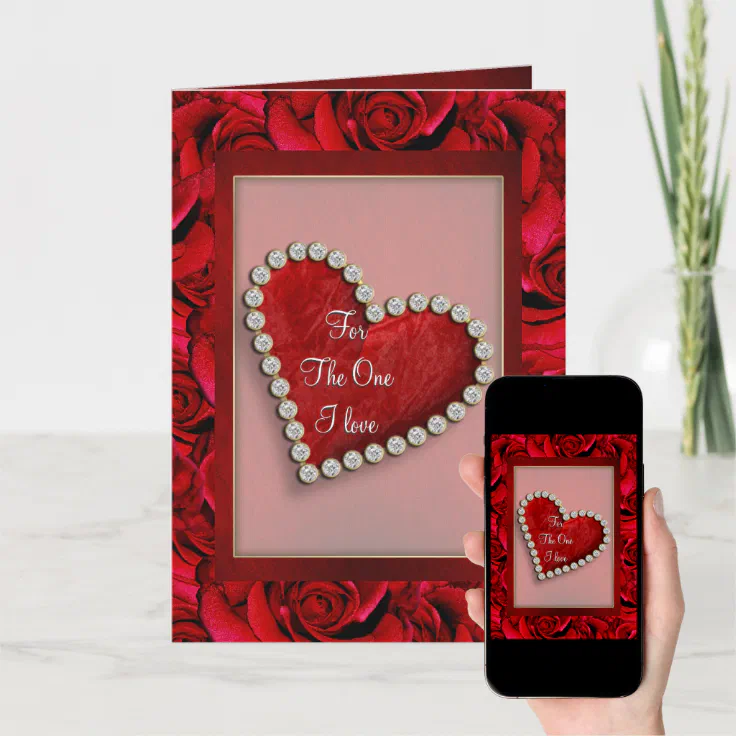 Valentine love red heart romantic holiday card | Zazzle