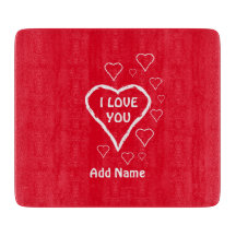 Valentine Love Red with White Hearts Cutting Board