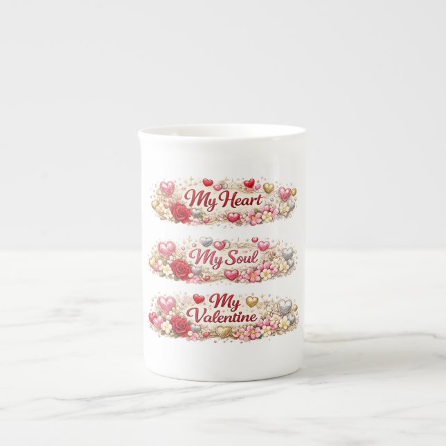 Valentine Love, Romantic Gift Bone China Mug (Front)