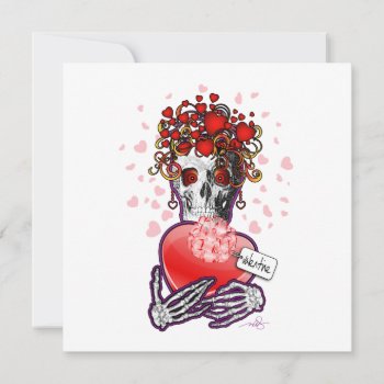 Valentine Love Skull Holiday Card by ArtDivination at Zazzle