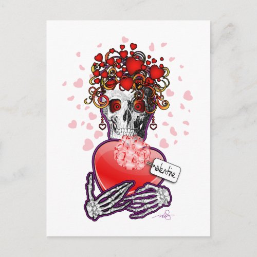 Valentine Love Skull Holiday Postcard