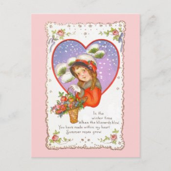 Valentine Love Winter Time Postcard by lazyrivergreetings at Zazzle