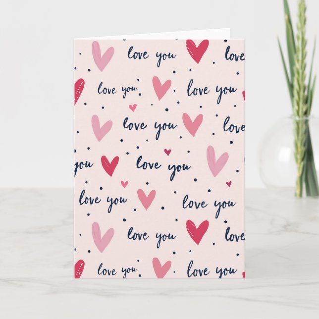 Valentine Love You Hearts Card (Front)