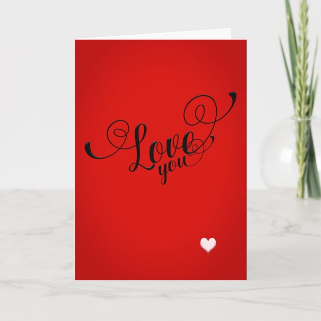 Valentine Love You On Red Holiday Card (Front)