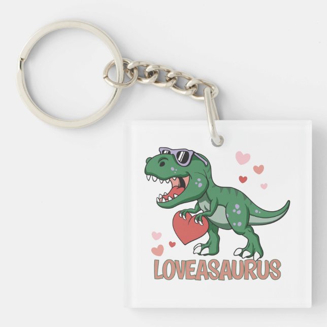 Valentine Loveasaurus Keychain (Front)