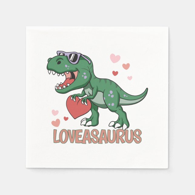 Valentine Loveasaurus Napkins (Front)