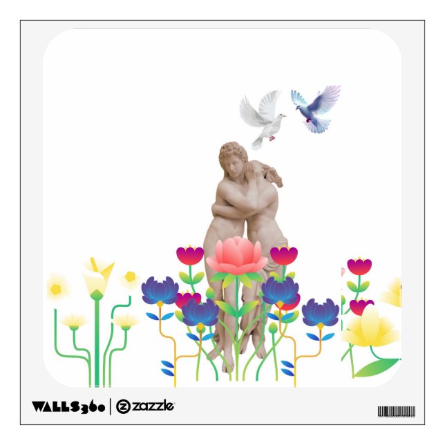 Valentine lovers rome sculpture Wall Decal (Front)
