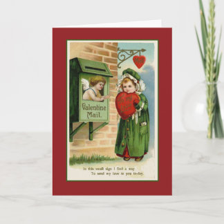 Valentine Mail Vintage Heart Art Holiday Card
