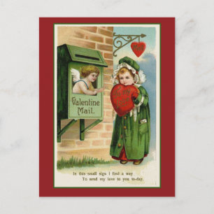 Valentine Mail Vintage Heart Art Holiday Postcard