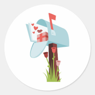 Valentine Mailbox Classic Round Sticker