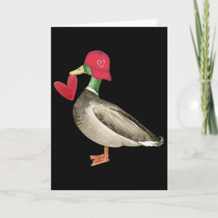 Valentine Mallard Duck Retro Groovy Hearts Valenti Card