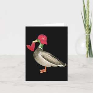 Valentine Mallard Duck Retro Groovy Hearts Valenti Card