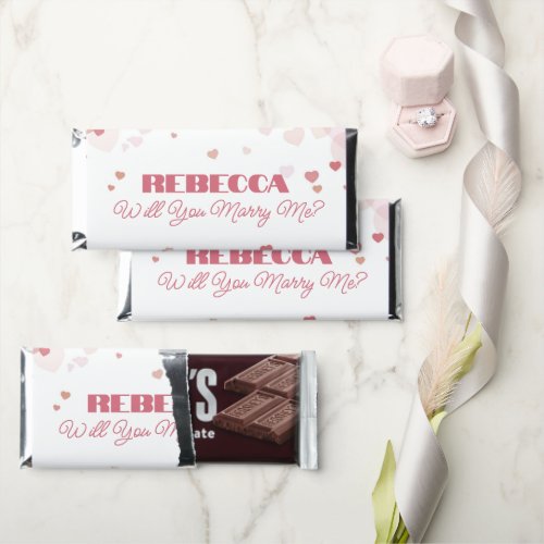 Valentine Marriage Proposal Pink Hart Personalized Hershey Bar Favors