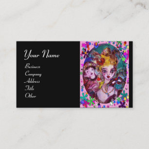 VALENTINE MASQUERADE MASKS ,CONFETTI,pink black Business Card