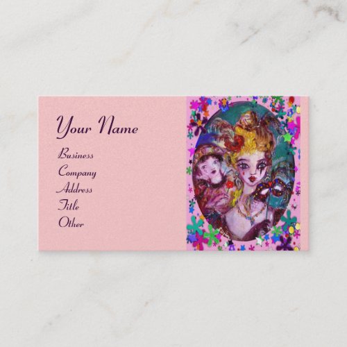 VALENTINE MASQUERADE MASKS CONFETTIpink purple Business Card