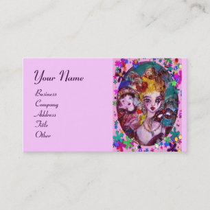 VALENTINE MASQUERADE MASKS ,CONFETTI,pink purple Business Card