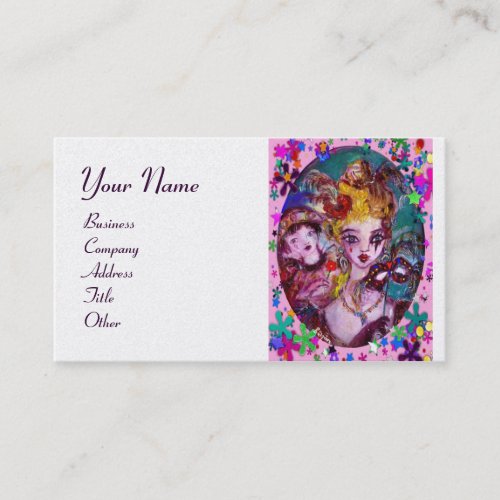 VALENTINE MASQUERADE MASKS CONFETTIpink purple Business Card