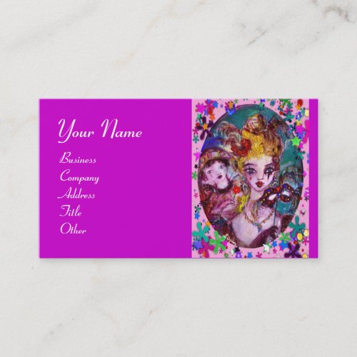 VALENTINE MASQUERADE MASKS CONFETTIpink purple Business Card