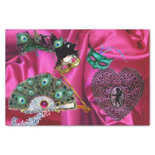 VALENTINE MASQUERADE MASKSLACE HEARTPEACOCK FAN TISSUE PAPER