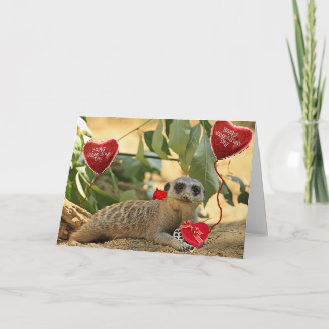 Valentine Meerkat Holiday Card (Front)